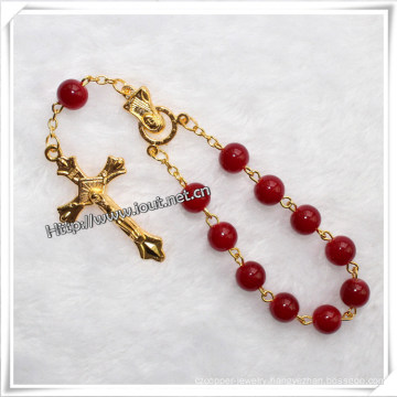 Religous Colorful Stone Bracelet, One Decade Rosary with Cross (IO-CE026)